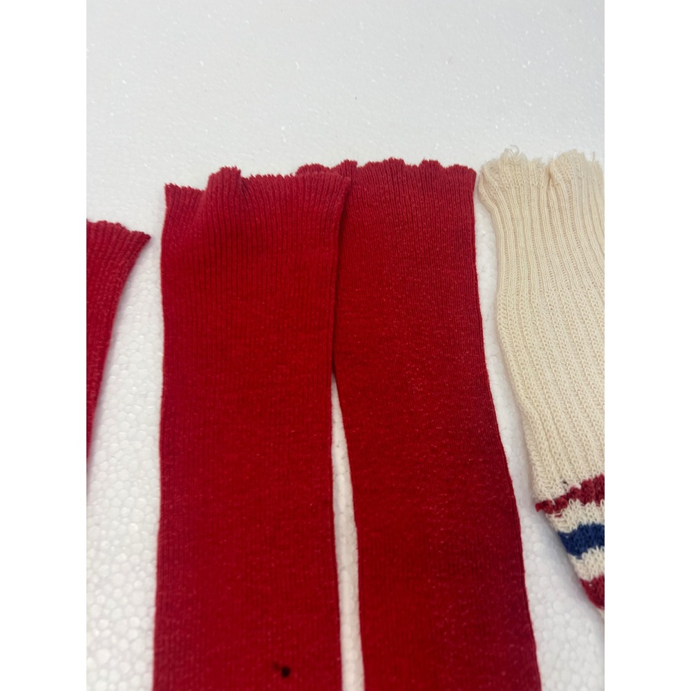 Vintage Baseball Stirrup Socks Lot Red White Striped Retro Athletic Tube High - Picture 4 of 11
